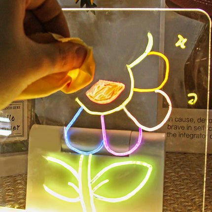 30x20CM LED Light-Up Tracing Doodle Board with 10 Brushes  - Erasable Fluorescent Drawing Tablet for Kids, Creative Painting, and Interactive Decoration/Gift.