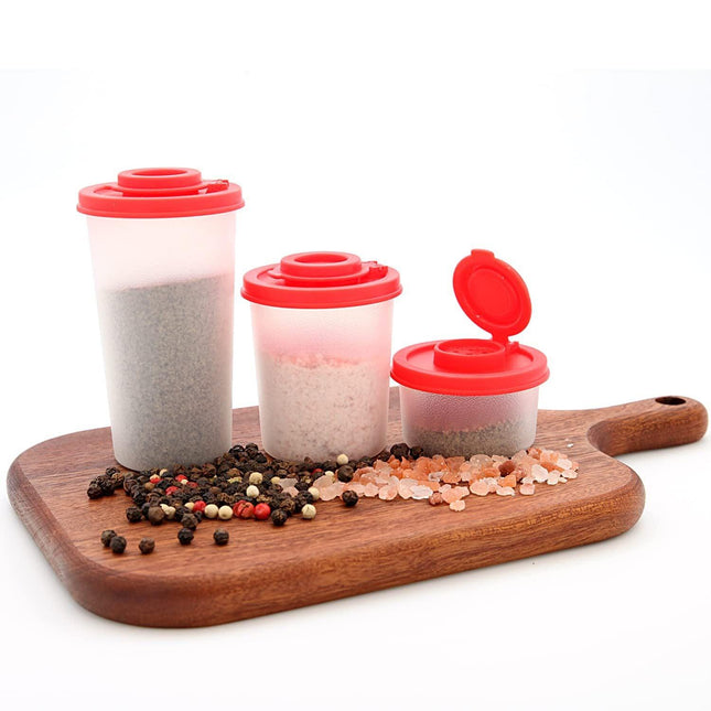 3-Pack Mini Compact Spice Shaker Set(Small Size) - Transparent Salt and Pepper Dispensers for Camping, Picnic & Outdoor Grilling.