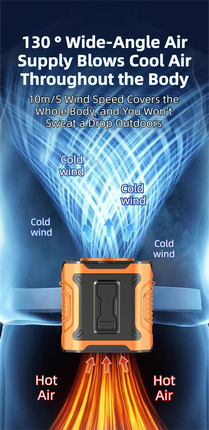 Dark Green Portable Waist Fan - Construction Site Cooling Solution with 360° Turbo Ice Engine, 100 Speed Gears, and LED Light.