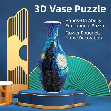 160 PCS Blue and White Porcelain 3D Puzzle Vase - DIY Interlocking Flower Vase Kit, Home Decorative and Toy Gift for Women.