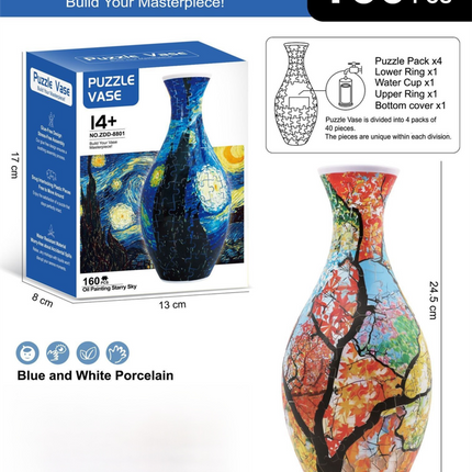 160 PCS Autumn 3D Puzzle Vase - DIY Interlocking Flower Vase Kit, Home Decorative and Toy Gift for Mom.