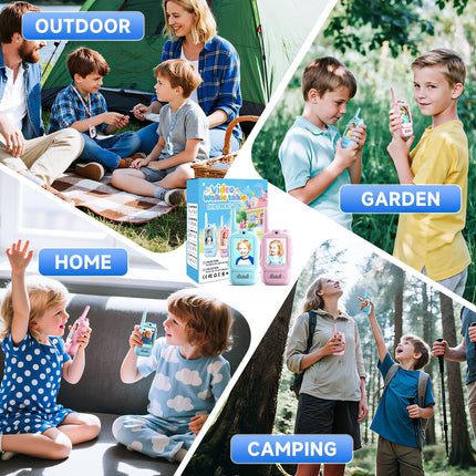 2-Pack Mini Wireless Video Intercom Set for Children(Blue & Pink) - Educational and Interactive Dual-Frequency Walkie Talkie Toy for Playtime.