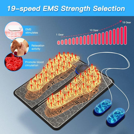 EMS Foot Massager Mat - Pulse Device for Foot Reflexology, Deep Tissue Massage, and Acupressure Stimulation.