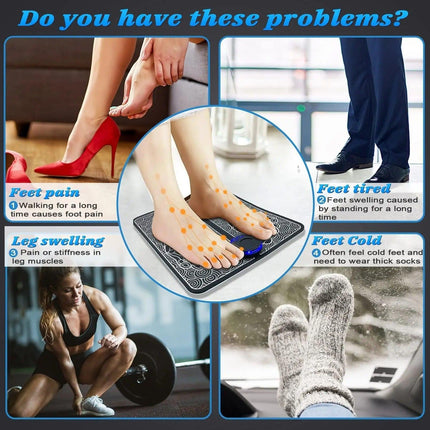 EMS Foot Massager Mat - Pulse Device for Foot Reflexology, Deep Tissue Massage, and Acupressure Stimulation.
