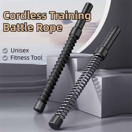 1-Pair Black Cordless Battle Ropes for Strength and Conditioning Training - Professional Muscle Power Workout System.