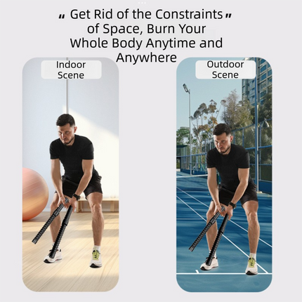 1-Pair Black Cordless Battle Ropes for Strength and Conditioning Training - Professional Muscle Power Workout System.
