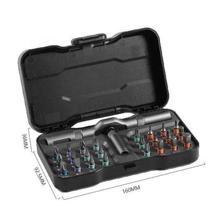 24-in-1 Ratchet Screwdriver Tool Set - Multifunctional S2 Steel Bit Combination Kit with Wrench Function for Home and Workshop Use.