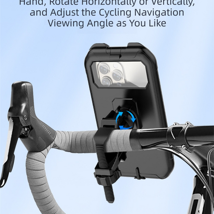Black Bicycle Waterproof Phone Holder - Handlebar Mount with Sensitive Touch Screen, Anti-Drop & 360° Rotation Case for Navigation (Up to 7-inch Phones).