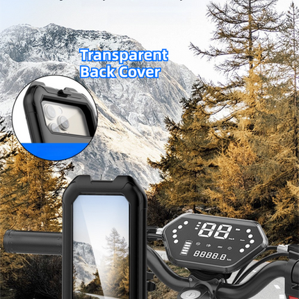 Black Bicycle Waterproof Phone Holder - Handlebar Mount with Sensitive Touch Screen, Anti-Drop & 360° Rotation Case for Navigation (Up to 7-inch Phones).