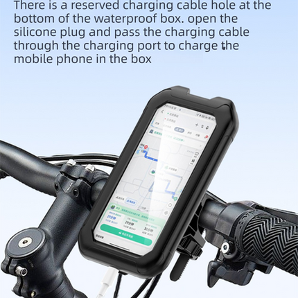 Black Bicycle Waterproof Phone Holder - Handlebar Mount with Sensitive Touch Screen, Anti-Drop & 360° Rotation Case for Navigation (Up to 7-inch Phones).