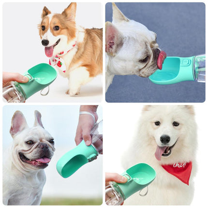 White Portable Dog Water Bottle and Drink Feeder - 550ml Pet Travel Water Cup for Walking, Hiking & Outdoor Use (High-Temperature Resistant).