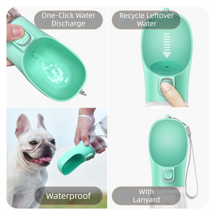 White Portable Dog Water Bottle and Drink Feeder - 550ml Pet Travel Water Cup for Walking, Hiking & Outdoor Use (High-Temperature Resistant).