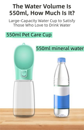 Pink Portable Dog Water Bottle and Drink Feeder - 550ml Pet Travel Water Cup for Walking, Hiking & Outdoor Use (High-Temperature Resistant).