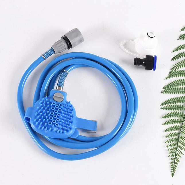 2-in-1 Pet Bathing Tool With Faucet Adapter & 2.2m Long Reach - Convenient Grooming System, Silicone Massage Shower Sprayer & Brush Head for Dogs and Cats.