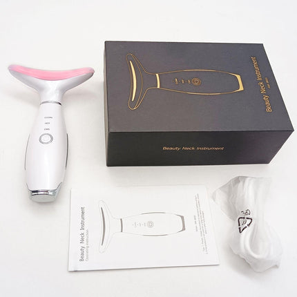 White Color Light Therapy Beauty Tool and Neck Massager -  Essence Infusion Device for Lifting, Firming, Hydration & Skin Rejuvenation.