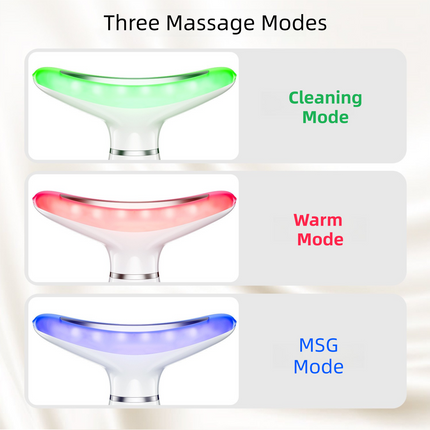 White Color Light Therapy Beauty Tool and Neck Massager -  Essence Infusion Device for Lifting, Firming, Hydration & Skin Rejuvenation.