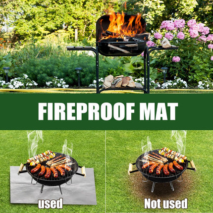 80x100 CM Outdoor Fire Pit Mat and Grill Pad - Up to 500°C Resistant Square Deck Protector for Barbecues, Fire Pits & Smokers.
