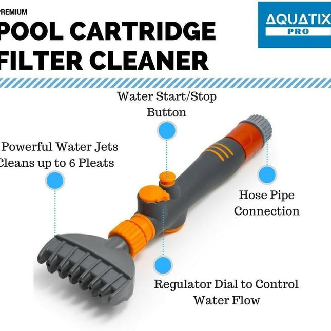 2-Pack Handheld High-Power Jet Water Sprayer for Pool and Spa Cartridge Filter Cleaning - Hydro-Powered Scrubber Tool.