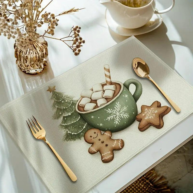 4-Pack Festive Printed Insulated Placemat for Australian Summer Holidays - Style 3 Seasonal Designs for Boxing Day and New Year Celebrations.