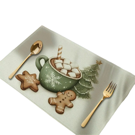 4-Pack Festive Printed Insulated Placemat for Australian Summer Holidays - Style 3 Seasonal Designs for Boxing Day and New Year Celebrations.