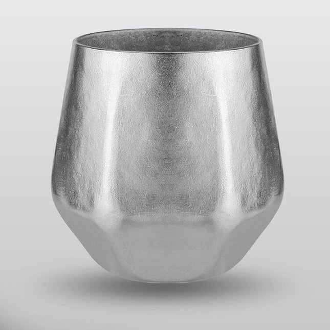 Crystal Finish Double-Walled Hexagonal Pure Titanium Mug - 250ml Insulated Beer, Liquor, and Tea Cup for Home and Travel Use.