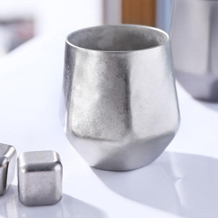 Crystal Finish Double-Walled Hexagonal Pure Titanium Mug - 250ml Insulated Beer, Liquor, and Tea Cup for Home and Travel Use.