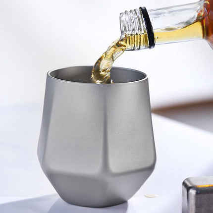Crystal Finish Double-Walled Hexagonal Pure Titanium Mug - 250ml Insulated Beer, Liquor, and Tea Cup for Home and Travel Use.