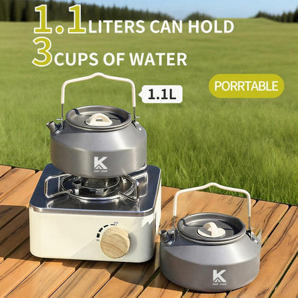 Portable & Foldable Outdoor Cookware Set - Lightweight Camping Pot, Pan, Kettle & Tableware for Hiking, Backpacking, and Travel.