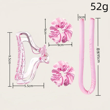 12-Piece Heatless Hair Curler Set for Damage-Free Curls & Comfortable Sleep - Soft Sponge Sleep-In Rollers for DIY Styling (Pink).