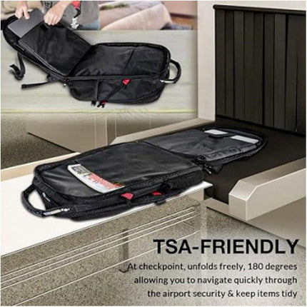 Black 50L Extra Large Laptop Backpack with USB Charging Port - Waterproof Oxford Fabric Travel & Business Bag, Fits up to 16-inch Laptops.