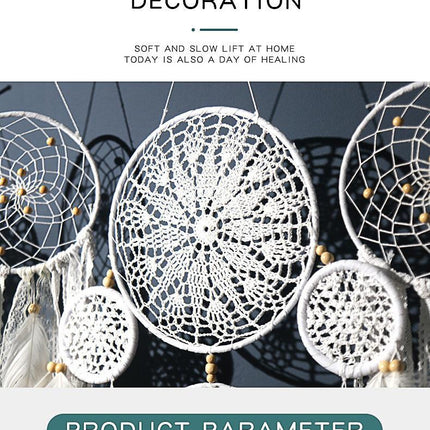 5-Piece Bohemian Handmade Dreamcatcher Wall Hanging Set (White) - Nordic Style Feather Room Decor with Premium Gift Box.
