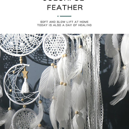 5-Piece Bohemian Handmade Dreamcatcher Wall Hanging Set (Black) - Nordic Style Feather Room Decor with Premium Gift Box.