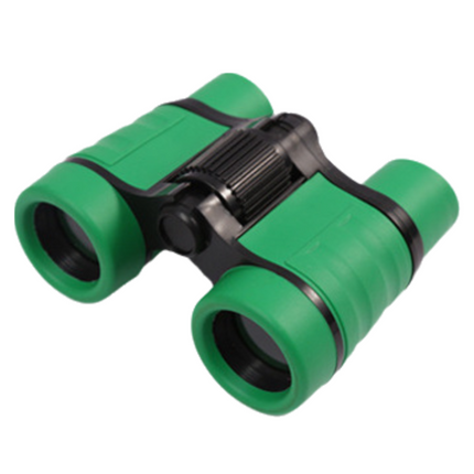 Green 6X30 Lightweight Kids Binoculars with Non-Slip Colorful Rubber Grips - Educational Outdoor Exploration Toy with Shoulder Strap.