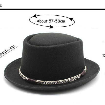 Grey Unisex Stylish Pure Woolen Short-Brimmed Fedora - Classic British Gentleman's Fedora with Curled Brim and Dimpled Top.