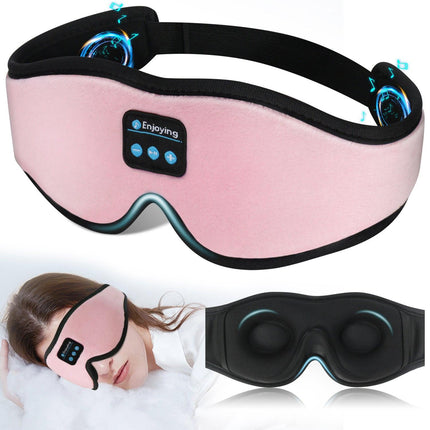 Pink 3D Wireless Bluetooth Sleep Mask with Integrated Stereo Headphones - 100% Blackout Memory Foam Eye Mask, Ultra-Long Battery Life & Washable Design.