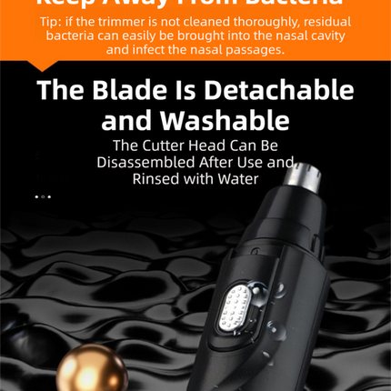 CX-D2 Blue Electric Nose Hair Trimmer(12x2.5CM) - High-Speed 360° Rotating Blade, Painless Ear and Nose Hair Groomer with USB Charging.