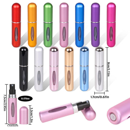 4PCS Black Portable Perfume Atomizer Bottle(5ML) - Refillable Travel Scent Pump Case, Leak-Proof Aluminum Spray Atomizer.