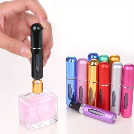 4PCS Gold Portable Perfume Atomizer Bottle(5ML) - Refillable Travel Scent Pump Case, Leak-Proof Aluminum Spray Atomizer.