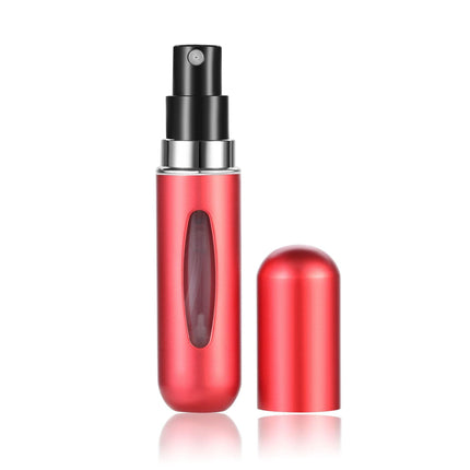 4PCS Red Portable Perfume Atomizer Bottle(5ML) - Refillable Travel Scent Pump Case, Leak-Proof Aluminum Spray Atomizer.