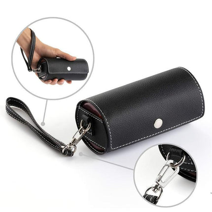 Portable 7-Day Weekly Travel Pill Organizer with Black PU Leather Pouch - 14 Colorful Compartments AM/PM Medication Planner, Dustproof & Light-Shielding.