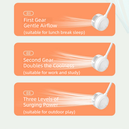 Green Foldable Bladeless Neck Fan - Portable Turbine Fan with 3-Speed & 360° Flexible Silicone Hose for Travel, Office, and Outdoor Use.