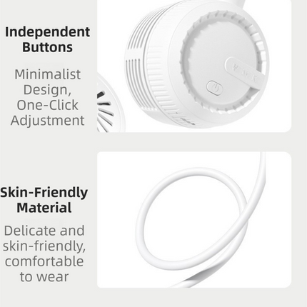Green Foldable Bladeless Neck Fan - Portable Turbine Fan with 3-Speed & 360° Flexible Silicone Hose for Travel, Office, and Outdoor Use.