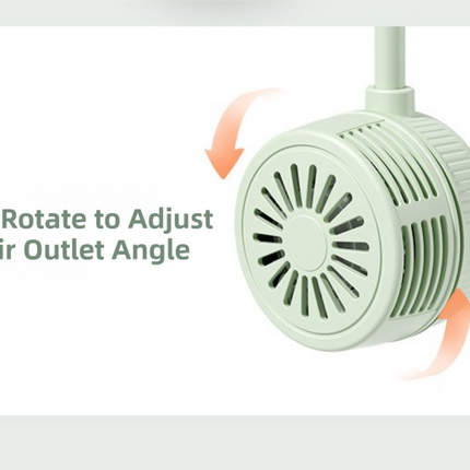 White Foldable Bladeless Neck Fan - Portable Turbine Fan with 3-Speed & 360° Flexible Silicone Hose for Travel, Office, and Outdoor Use.