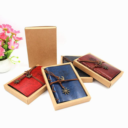 2-Pack A7 Nautical Vintage PU Leather Student Notebook - Pirate Style Strapped Diary with 150 Pages of Refillable Kraft Paper(Grass Green).