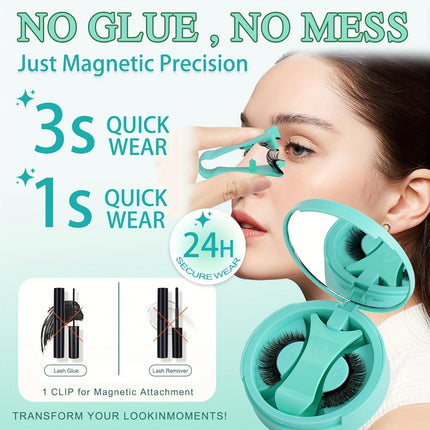 3-Set of 3D Magnetic Eyelash & Applicator (ZP02 4-Piece/Set) - Reusable, Glue-Free, Professional Makeup Tool, Alcohol-Free & Odorless.