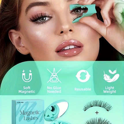 3-Set of 3D Magnetic Eyelash & Applicator (ZP02 4-Piece/Set) - Reusable, Glue-Free, Professional Makeup Tool, Alcohol-Free & Odorless.
