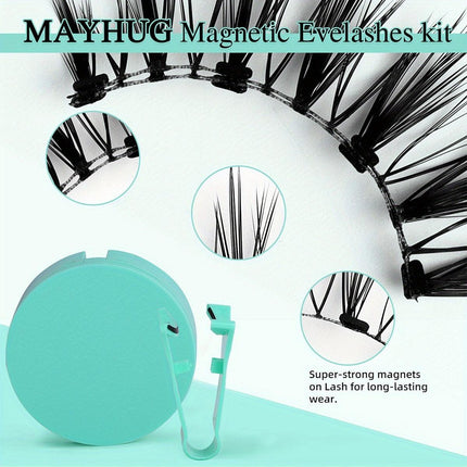 3-Set of 3D Magnetic Eyelash & Applicator (ZP02 4-Piece/Set) - Reusable, Glue-Free, Professional Makeup Tool, Alcohol-Free & Odorless.