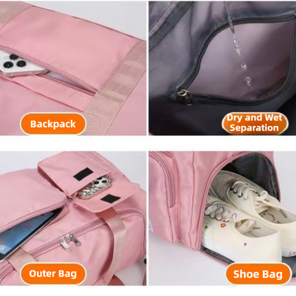Pink Lightweight & Waterproof Sports Gym Bag with Separate Shoe Compartment, Adjustable Strap and Multiple Pockets - Large-Capacity Travel Duffel for Workout, Business & Getaways.