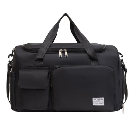 Black Lightweight & Waterproof Sports Gym Bag with Separate Shoe Compartment, Adjustable Strap and Multiple Pockets - Large-Capacity Travel Duffel for Workout, Business & Getaways.