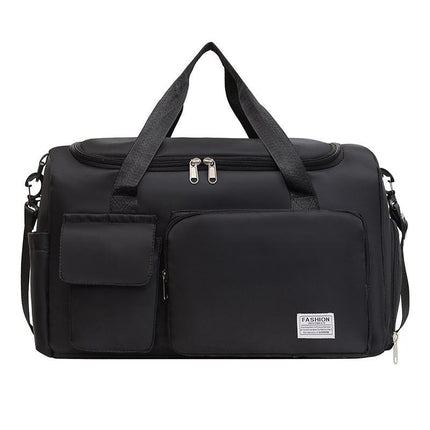 Black Lightweight & Waterproof Sports Gym Bag with Separate Shoe Compartment, Adjustable Strap and Multiple Pockets - Large-Capacity Travel Duffel for Workout, Business & Getaways.